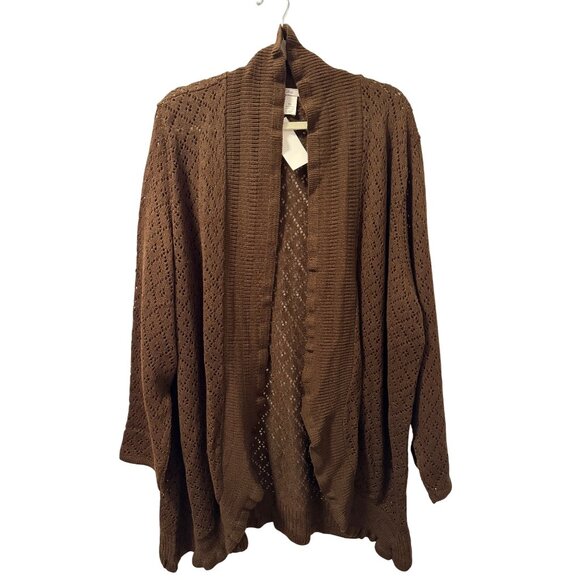 Brown Bliss Womens Open Knit Cardigan Sweater Sz 5X Acrylic cardigan. NWT - Picture 1 of 12